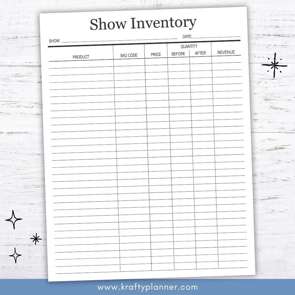 Free Editable Craft Show Inventory Tracker