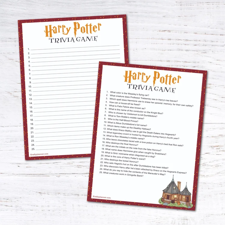 DAY 4: Free Printable Harry Potter Trivia Game — Krafty Planner
