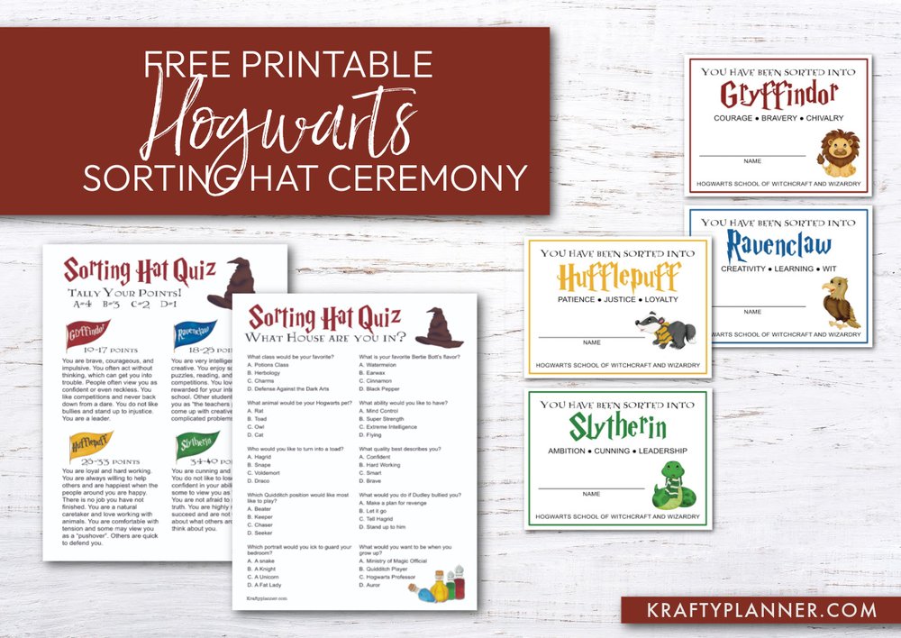 Free Printable Hogwarts Sorting Hat Ceremony
