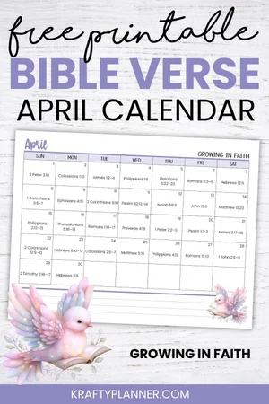 April Bible Verse Printable Calendar: Growing in Faith — Krafty Planner