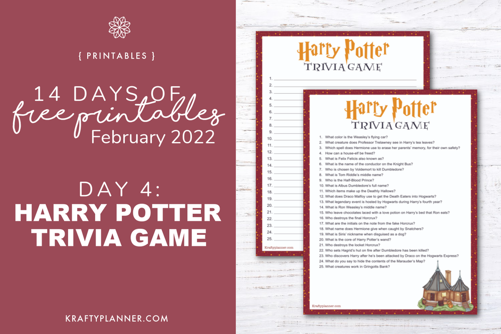 DAY 4: Free Printable Harry Potter Trivia Game — Krafty Planner