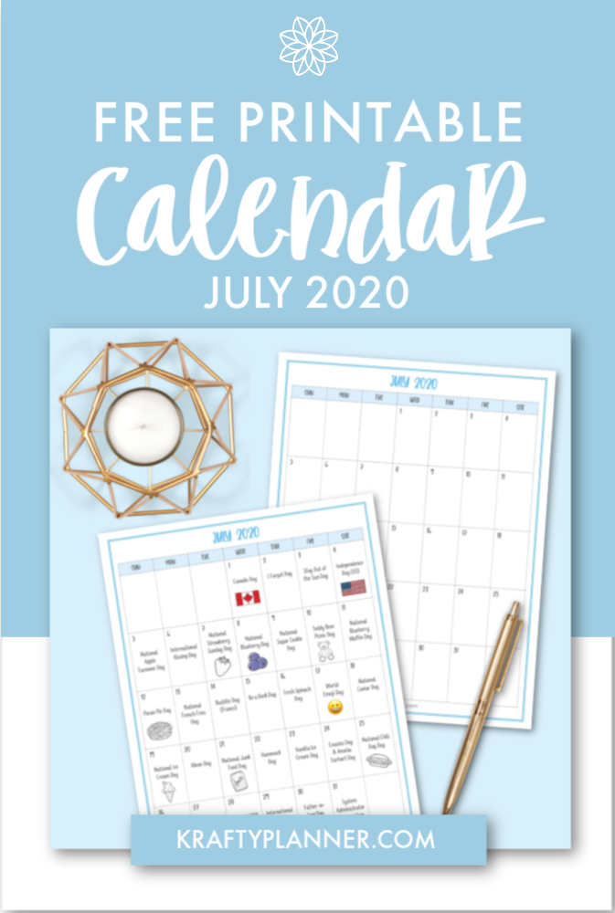 Free Printable July Calendar {Editable PDF} — Krafty Planner