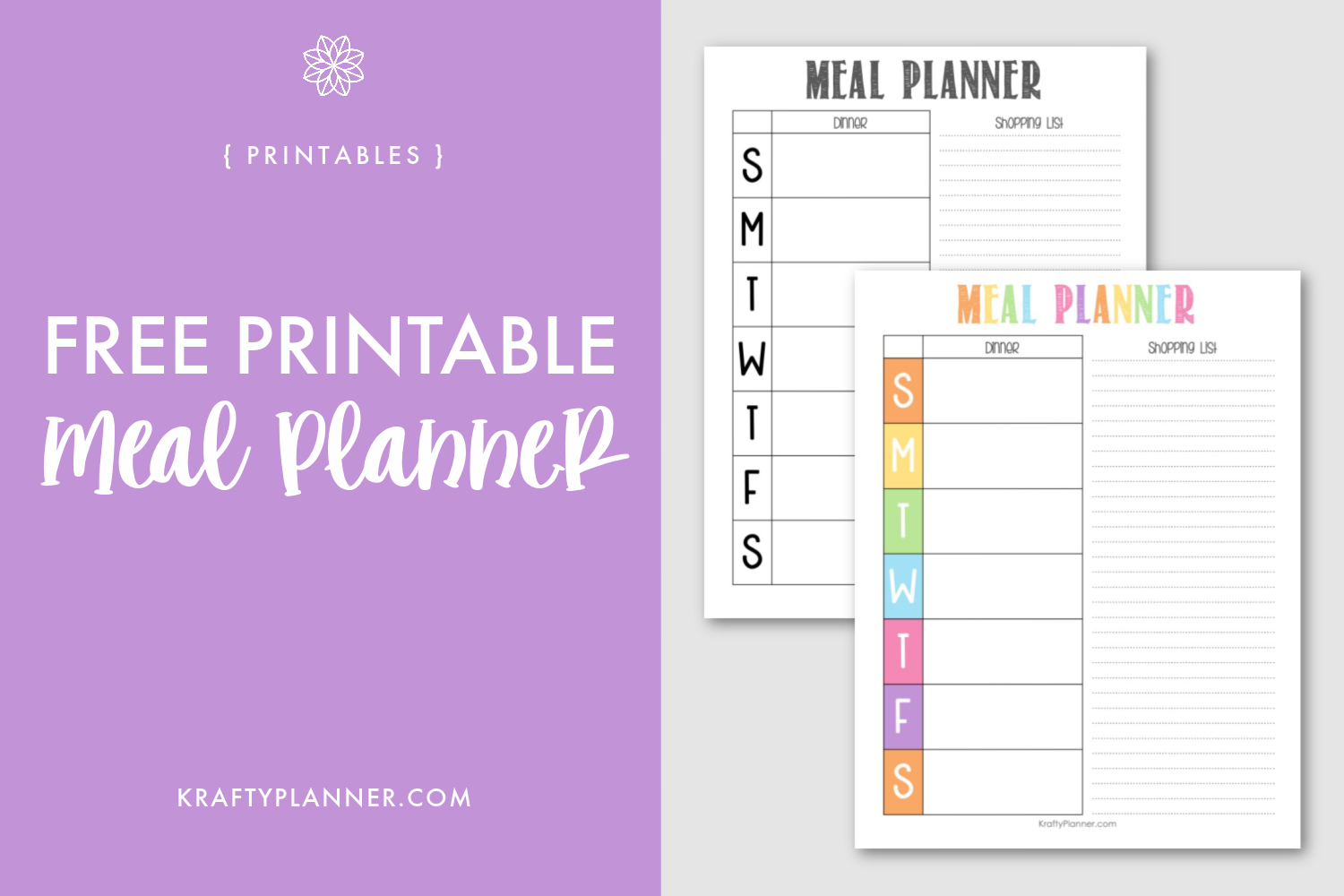 free printable meal planner krafty planner