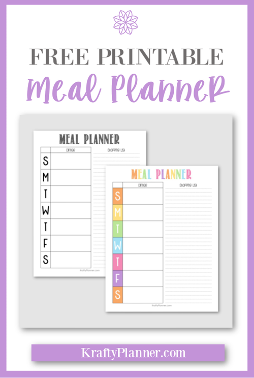 Free Printable Meal Planner — Krafty Planner