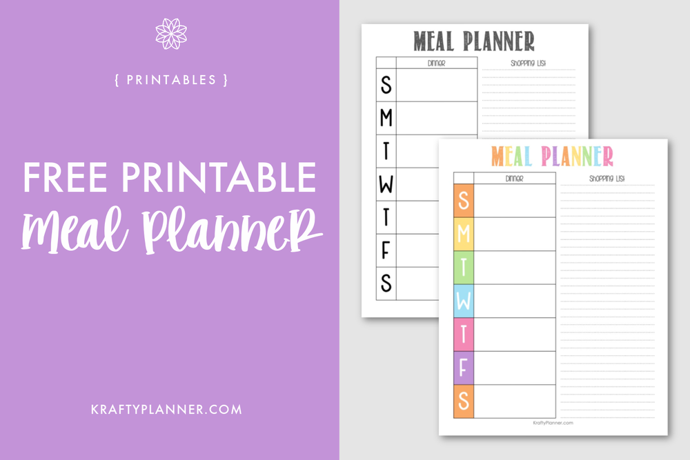 Free Printable Meal Planner — Krafty Planner