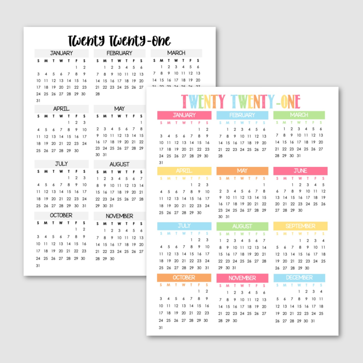 FREE Printable Bullet Journal Year at a Glance Calendar