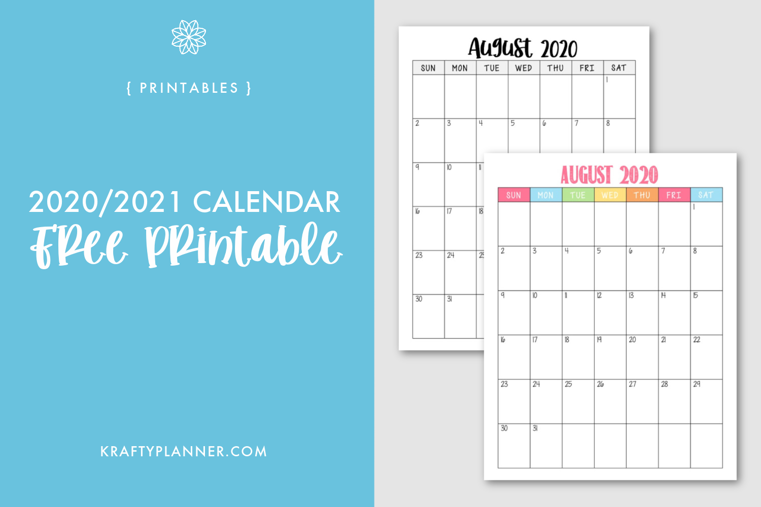 Free Printable 21 Calendar Krafty Planner