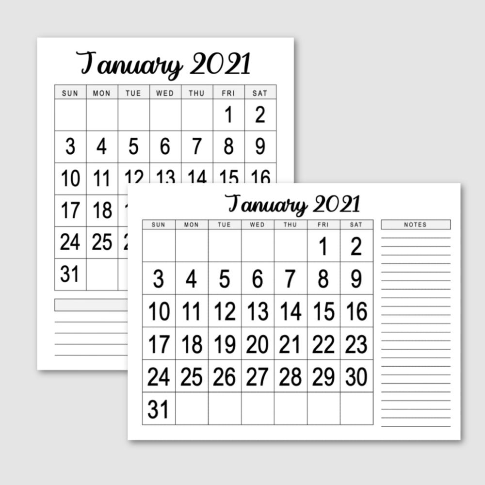 Large Print 21 Calendar Free Printable Krafty Planner