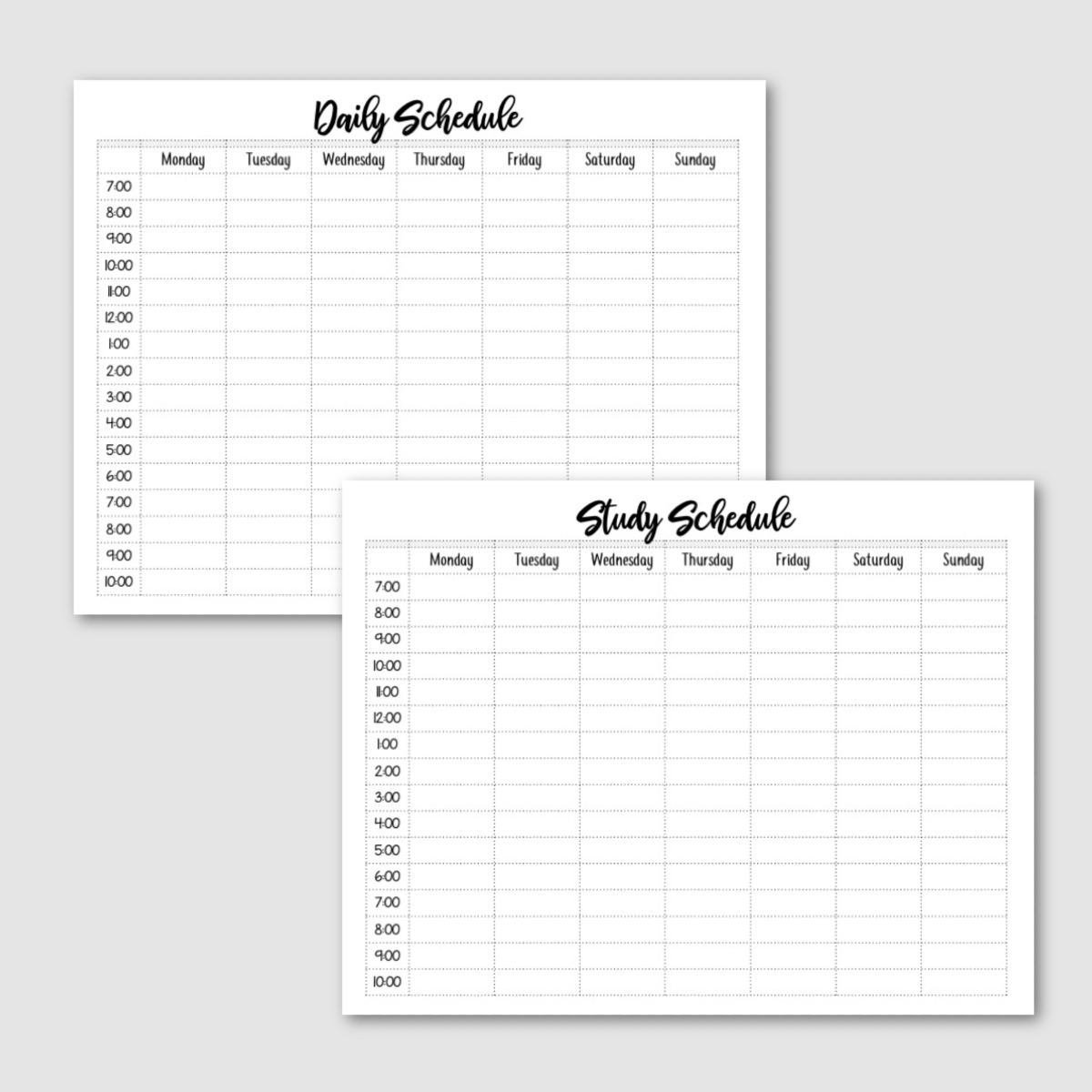 Free Printable Daily Schedule - Black and White