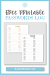 Free Printable Passwords Log — Krafty Planner