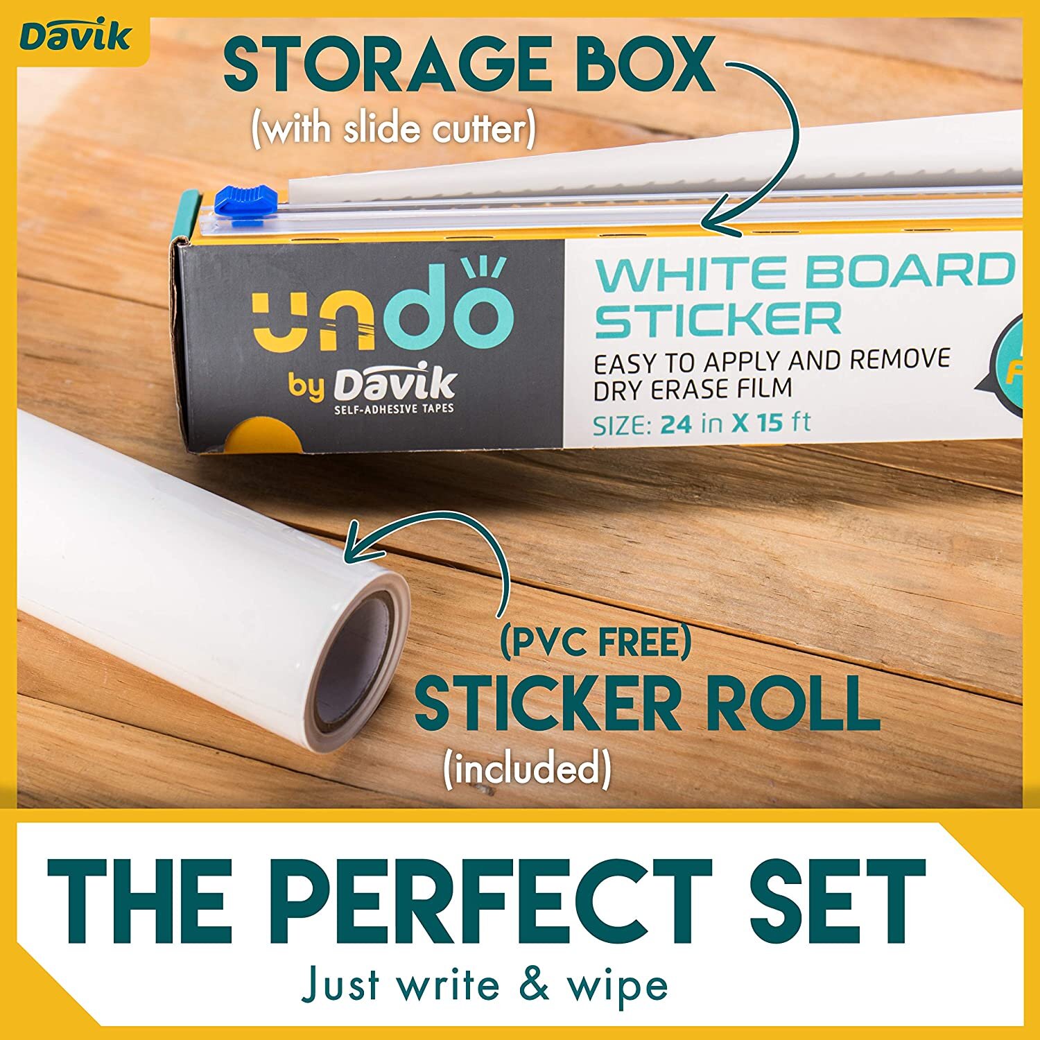 Davik UNDO Dry Erase White Board Sticker