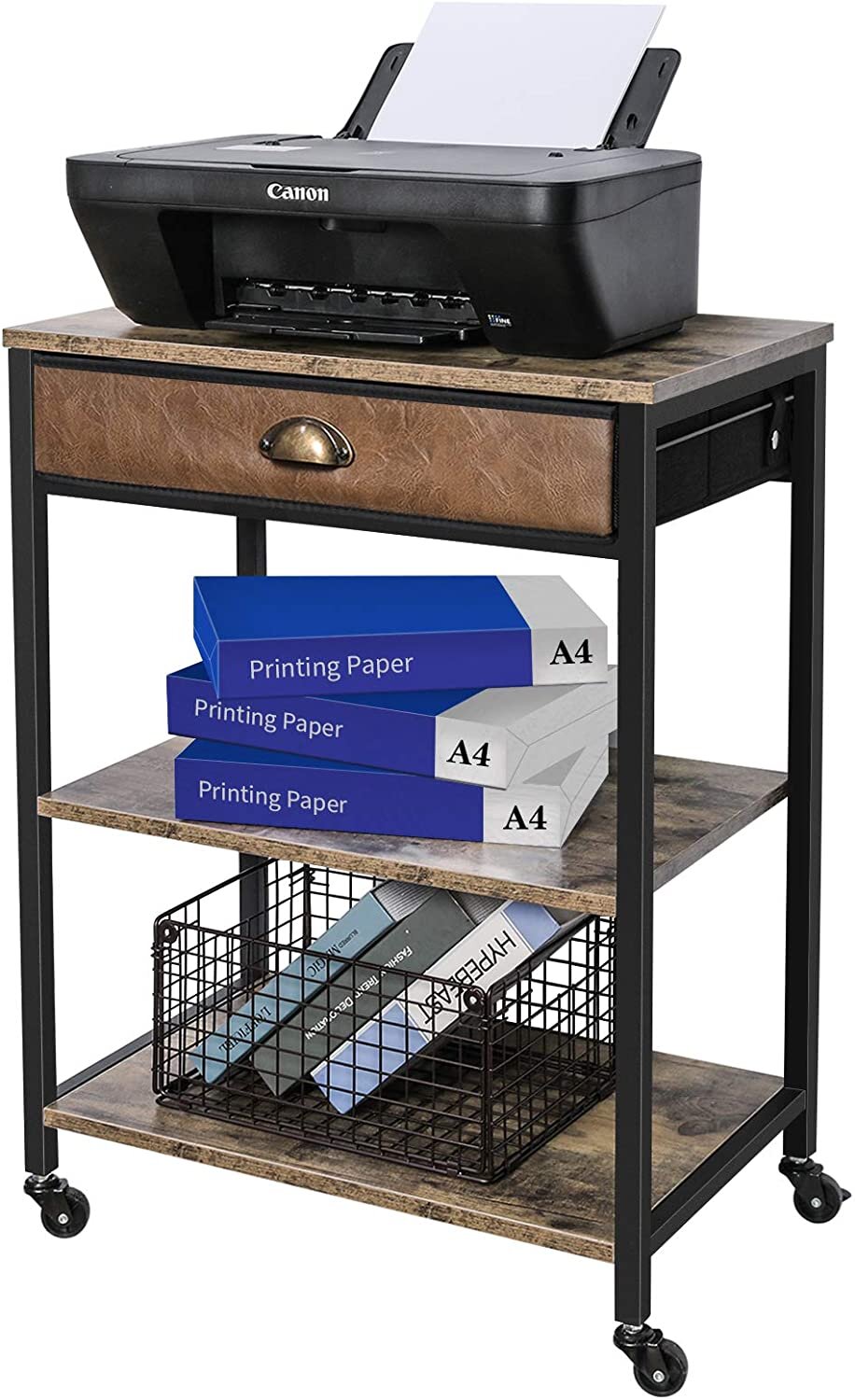 X-cosrack Deskside Mobile Printer Stand with Storage Drawer