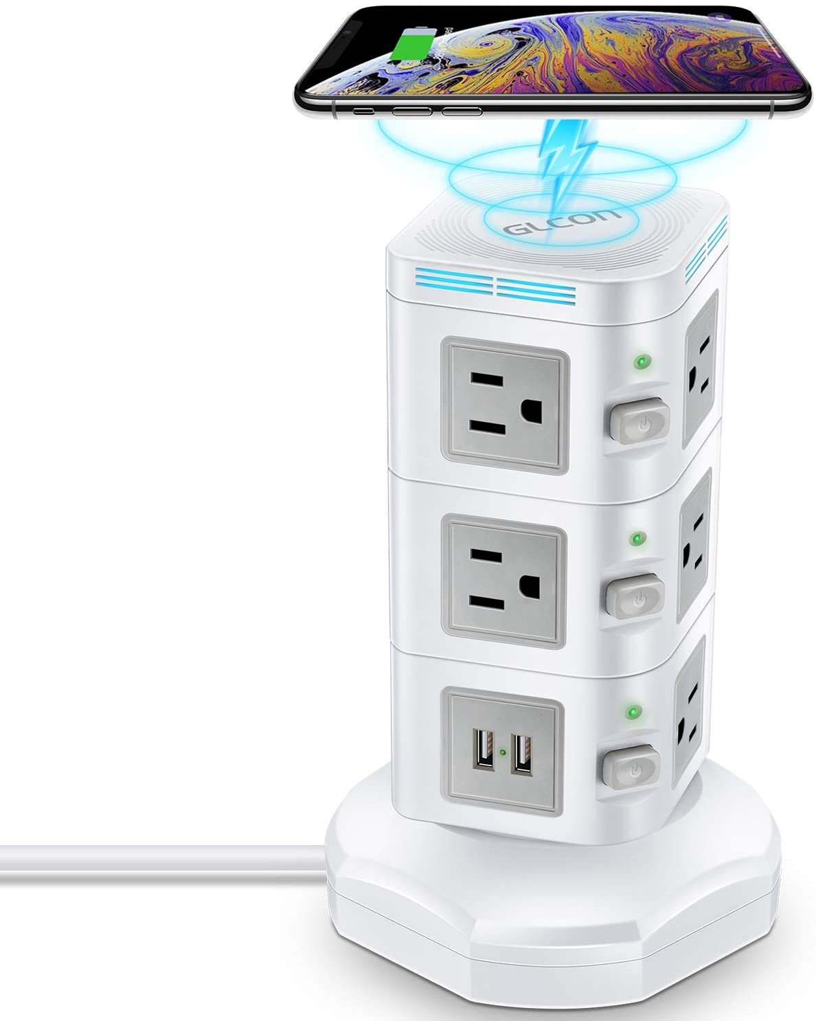 Power Strip Extension Cord with 4 USB Ports 10 Outlets