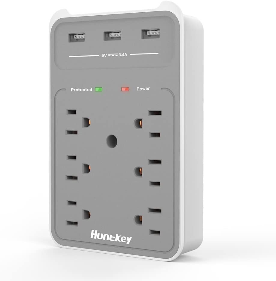 Huntkey 6 AC Outlets Surge Protector with 3 USB Charging Ports 3.4 Amp, SMD607
