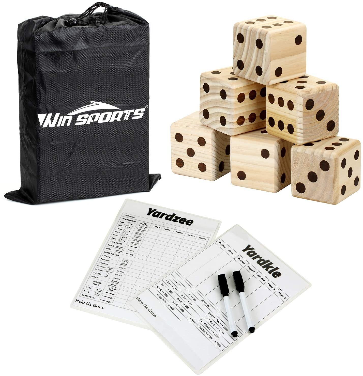 SPORTS Yard Dice Set -Giant Wooden, Large Dice 3.5",Lawn Game 