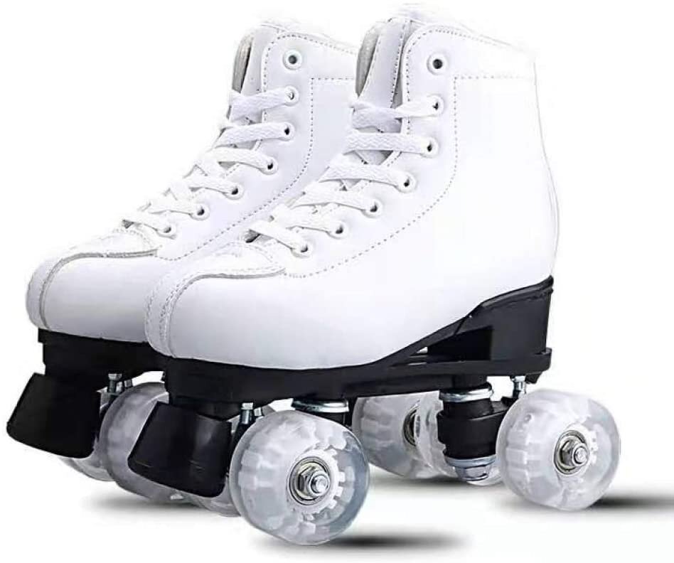 Women's Roller Skates PU Leather High-top Roller Skates Four-Wheel Roller Skates Shiny Roller Skates for Girls Unisex