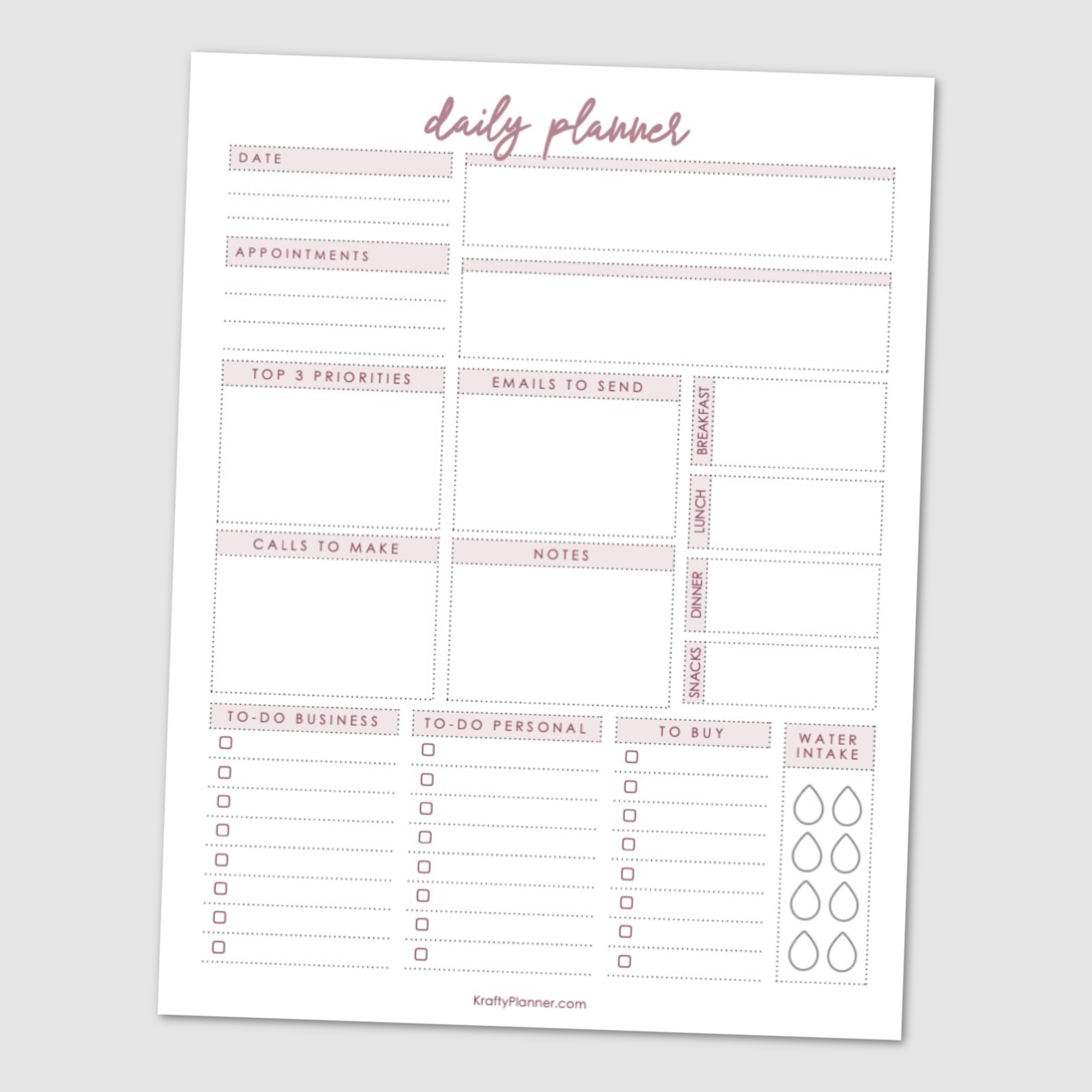 Free Printable Daily Planner — Krafty Planner