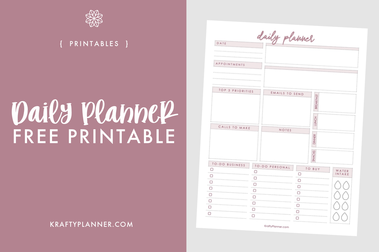 Free Printable Daily Planner Krafty Planner