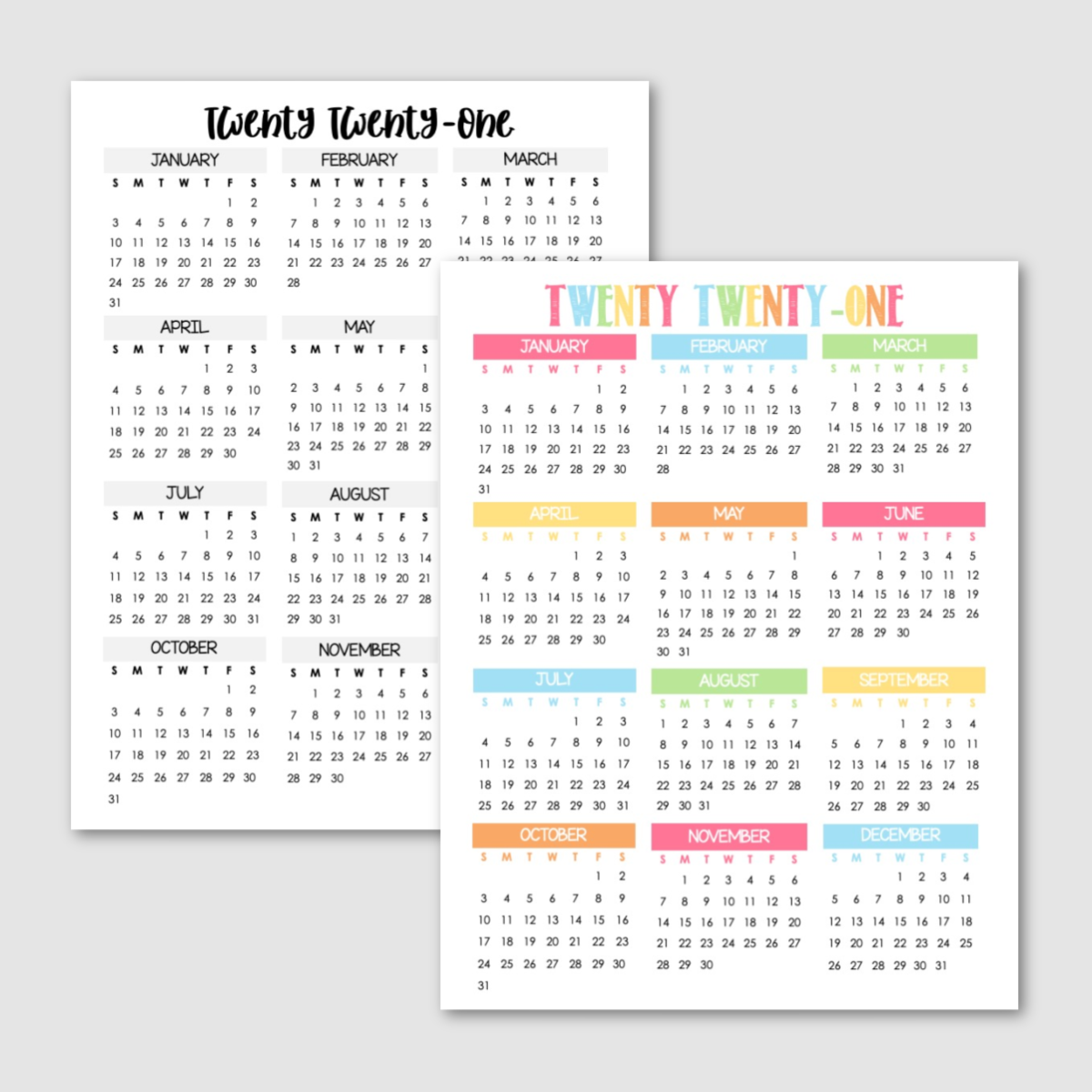 2021 Year-At-A-Glance Free Printable