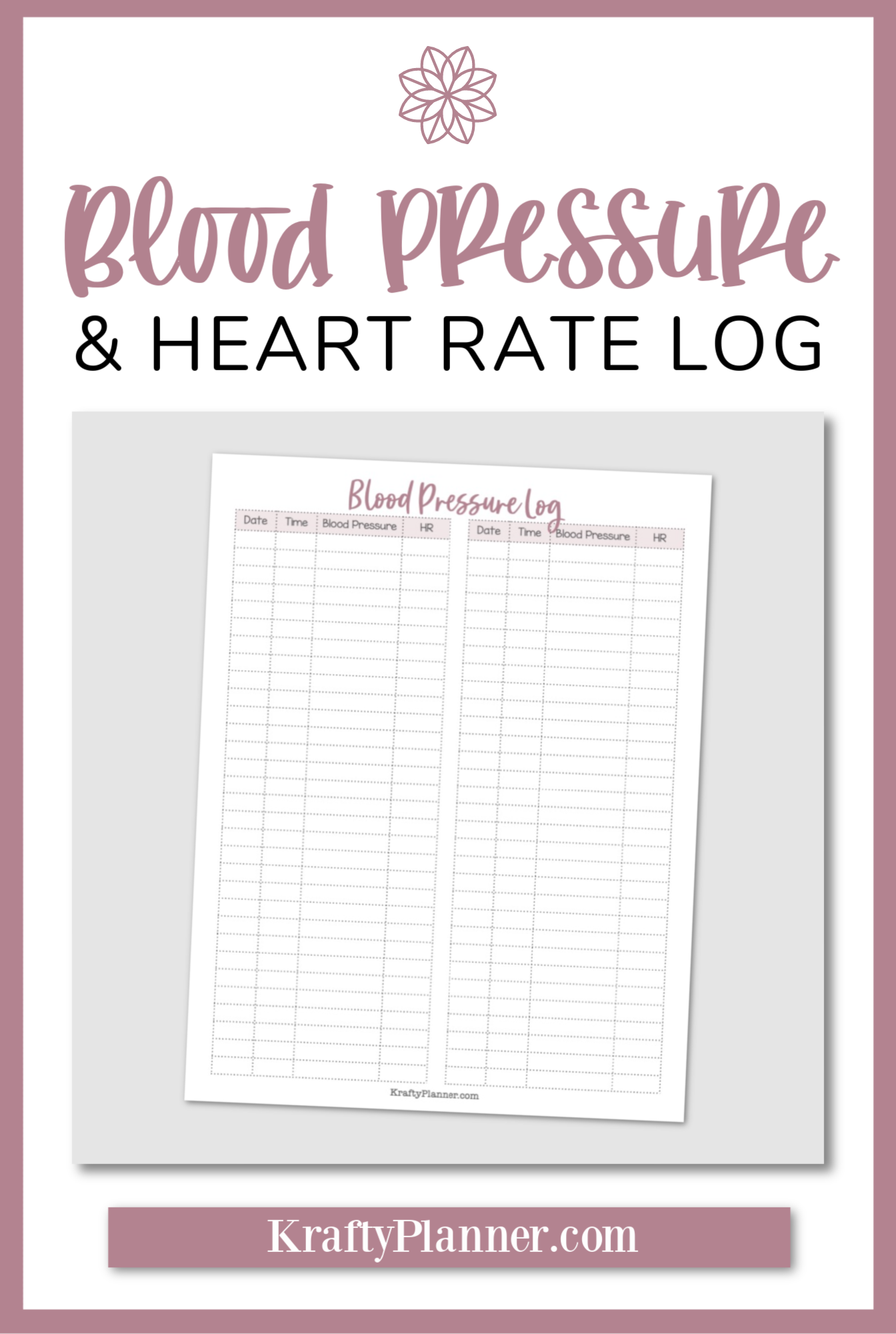 Blood Pressure and Heart Rate Tracker {Free Printable} PIN 2.png