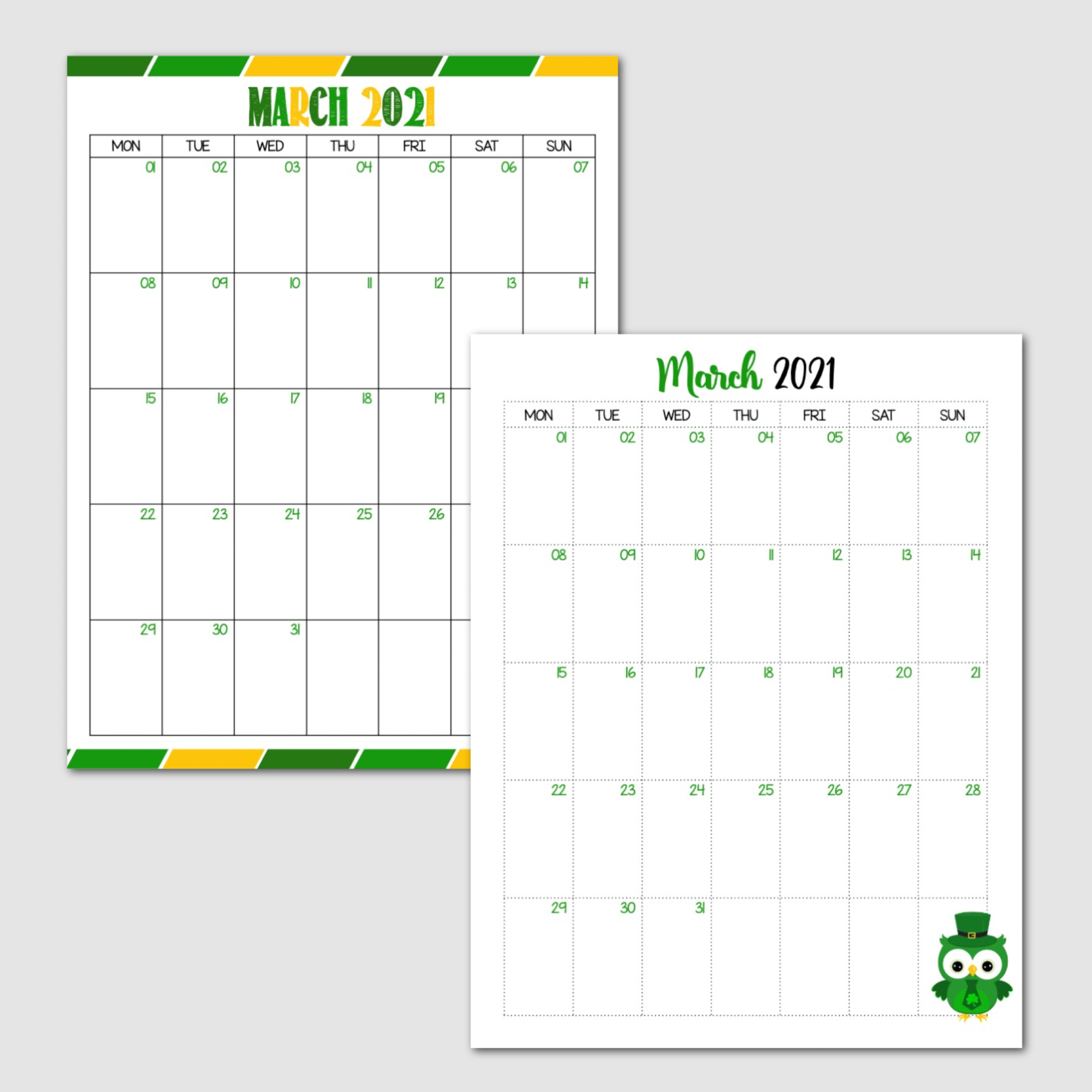 Free Printable March 2021 Calendar Monday Start