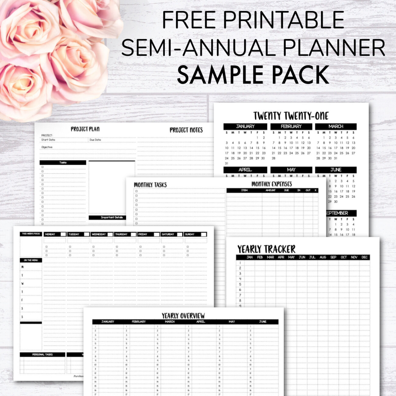 Free Printable Semi-Annual Planner Sample Pack