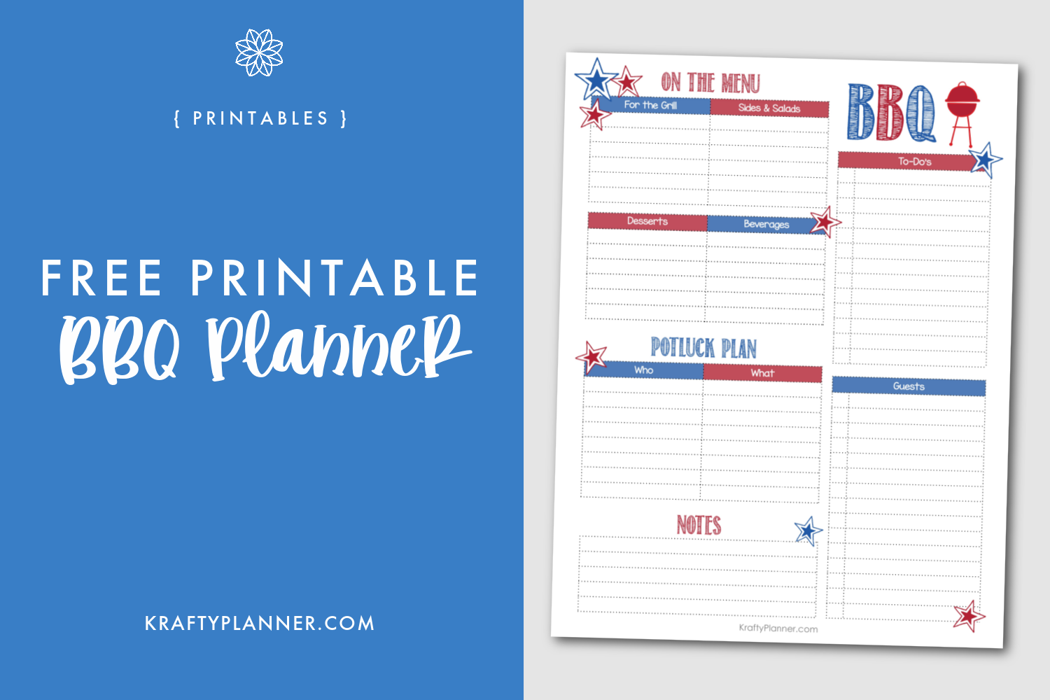Red, White, and Blue BBQ Planner {Free Printable}