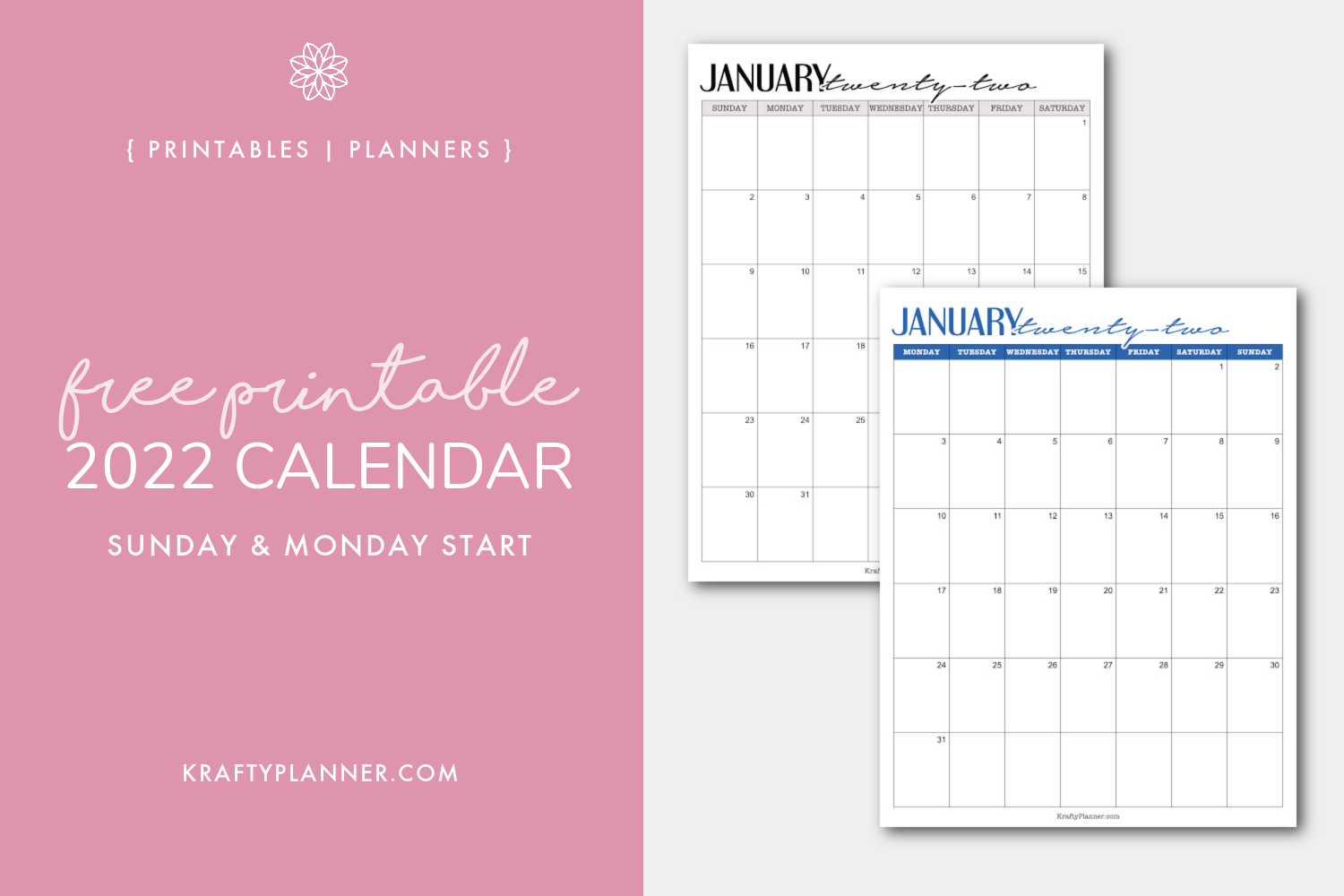 Free Printable Pocket Calendar 2022 Free Printable 2022 Calendar — Krafty Planner