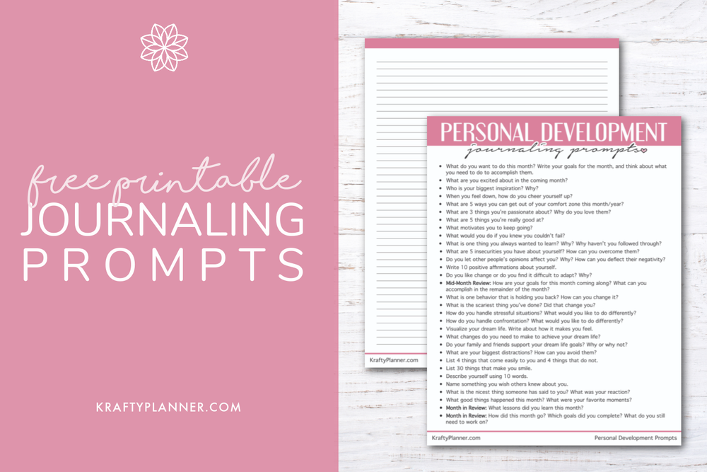 Personal Development Journaling Prompts Printable PDF — Krafty Planner