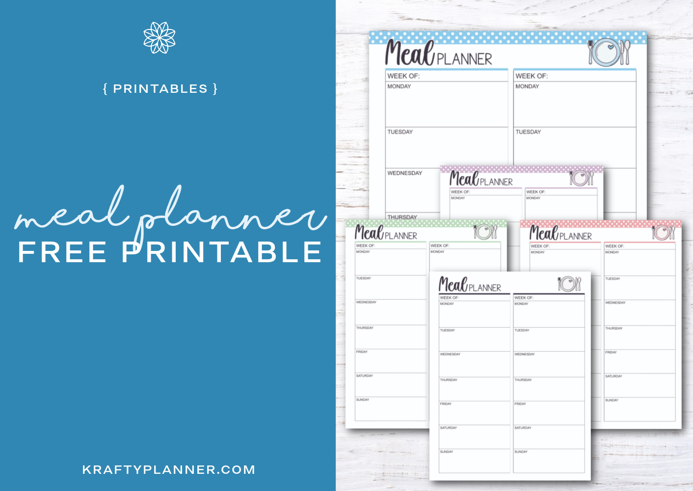 Meal Planner for Two Weeks Worth of Meals - Free Printable (Day 15 ...
