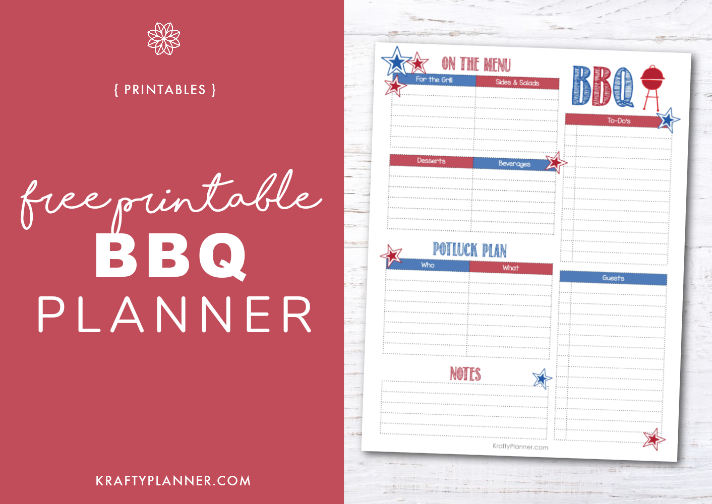 Red, White, and Blue BBQ Planner {Free Printable}