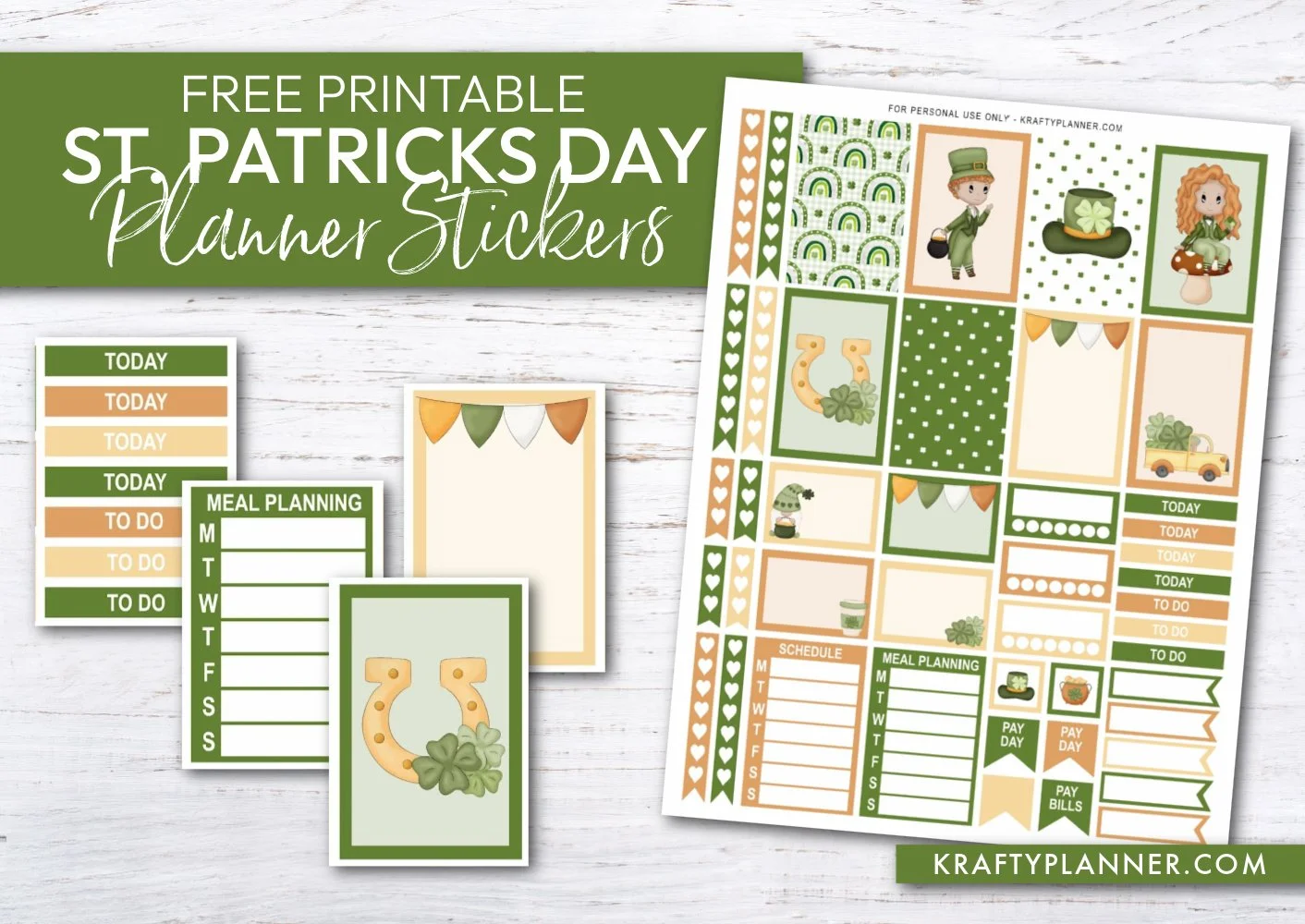 Free Printable St. Patrick's Day Planner Stickers — Krafty Planner