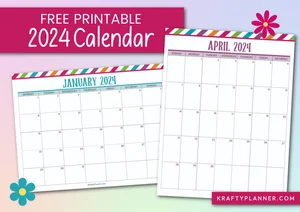 Free Printable 2024 Calendar — Krafty Planner