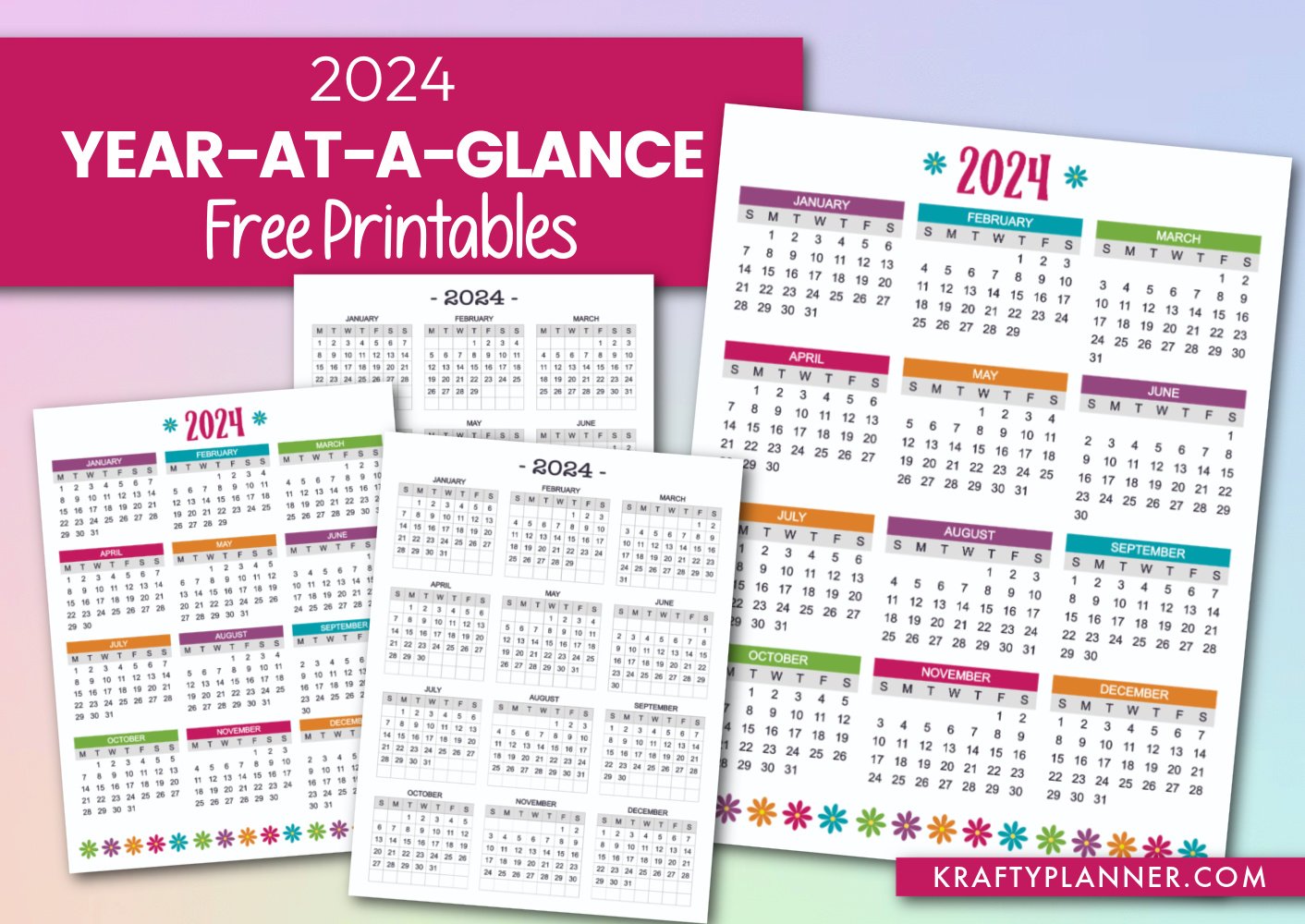Free Printable 2024 Year-at-a-Glance Calendar