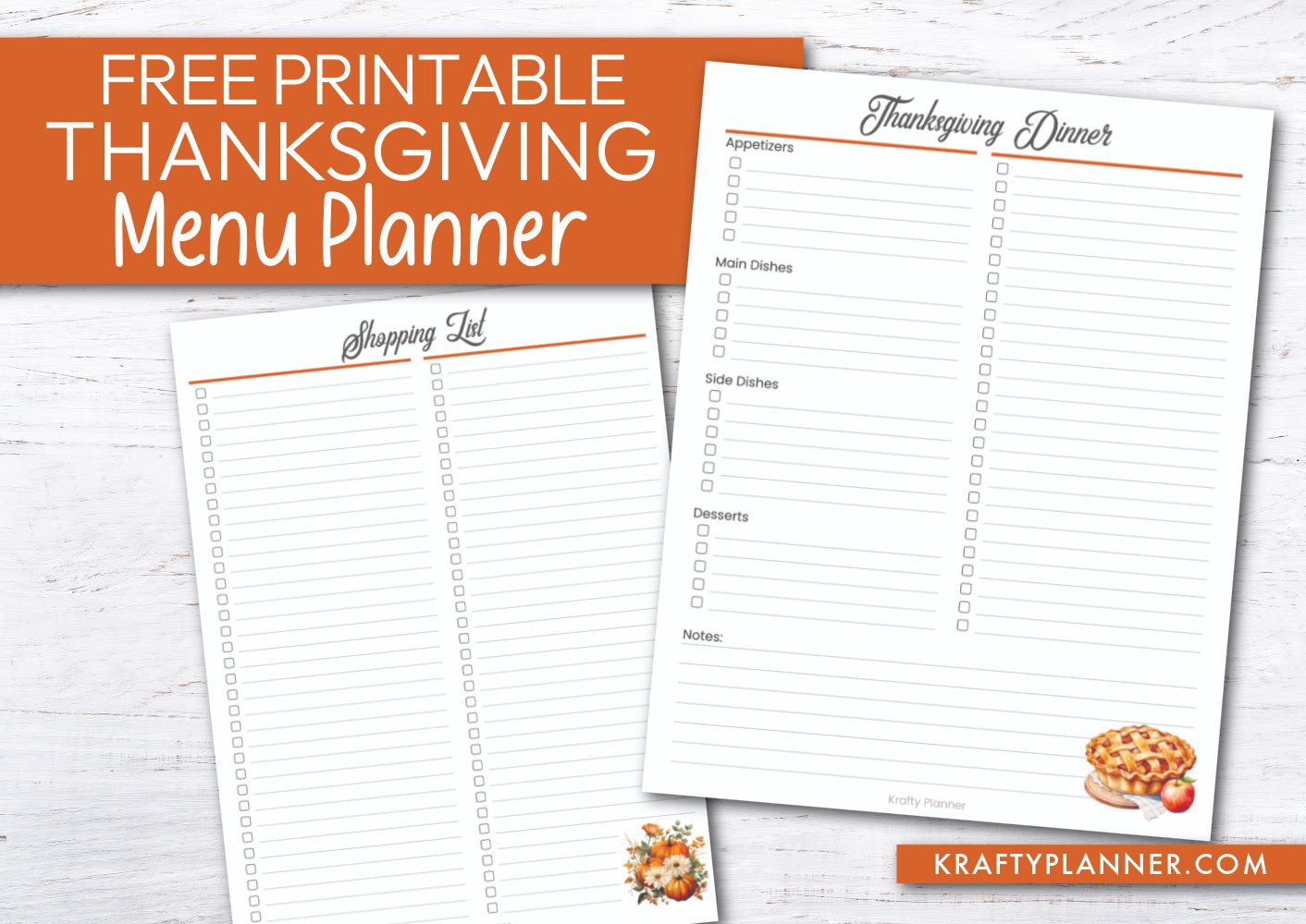 Free Printable Thanksgiving Menu Planner and Shopping List