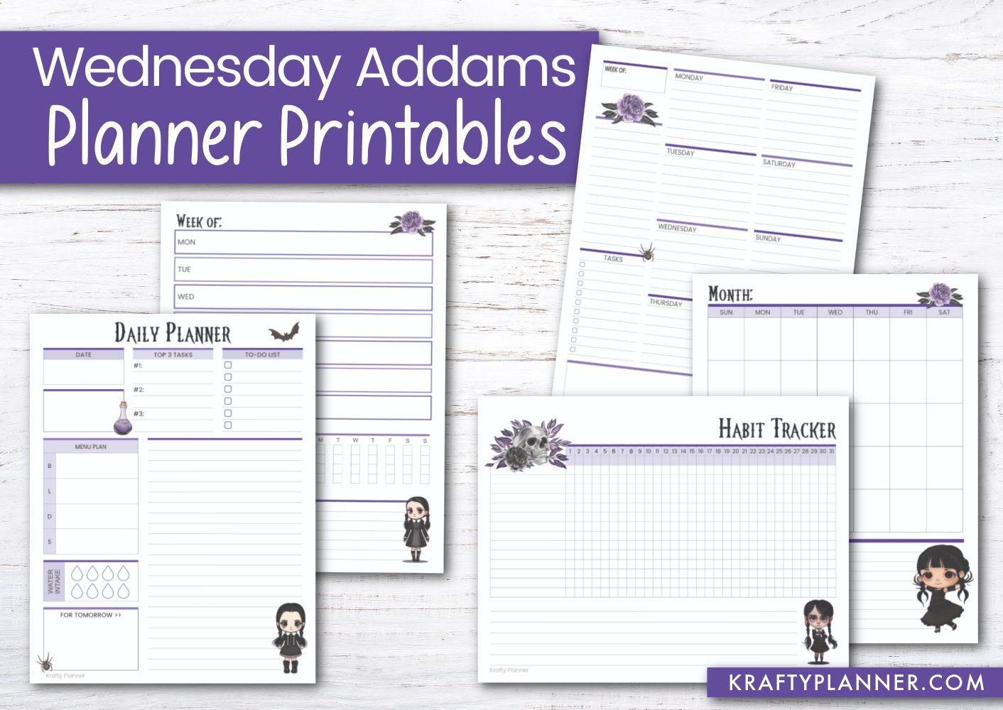 Free Printable Wednesday Addams Planning Pages