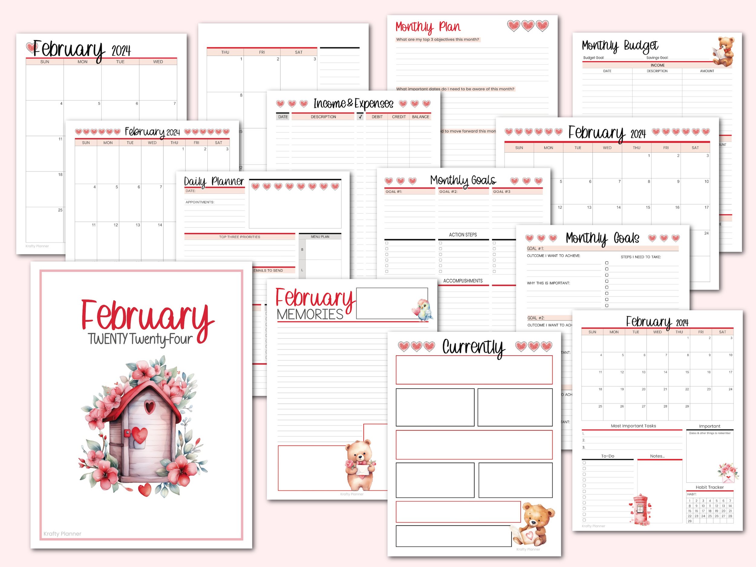 Free Printable February 2024 Planning Pages — Krafty Planner
