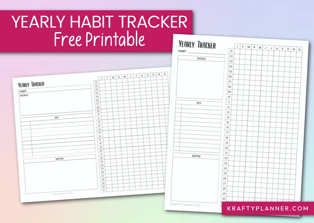 Free Printable Yearly Habit Tracker — Krafty Planner