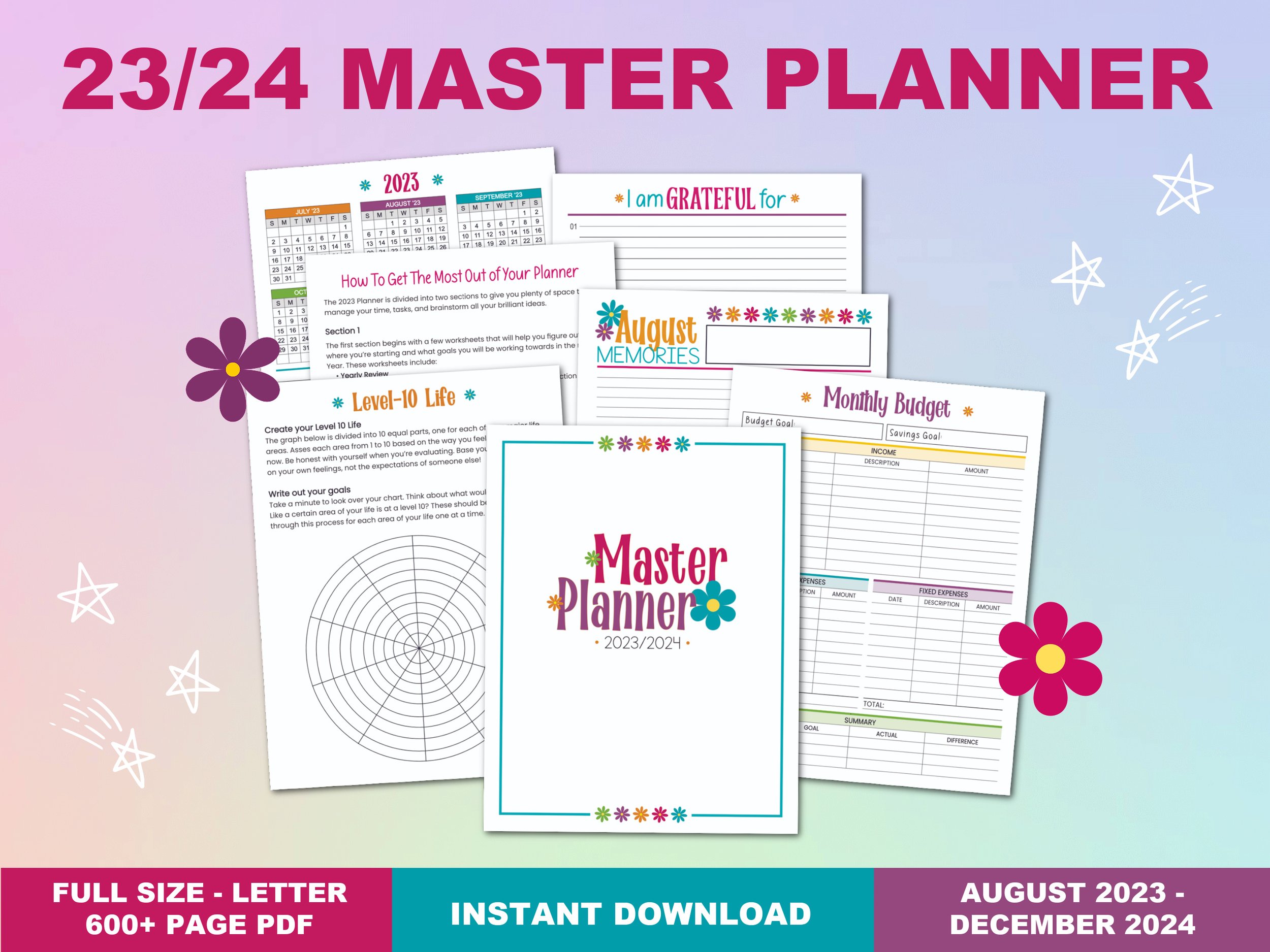 2023_2024 Master Planner Retro Flowers