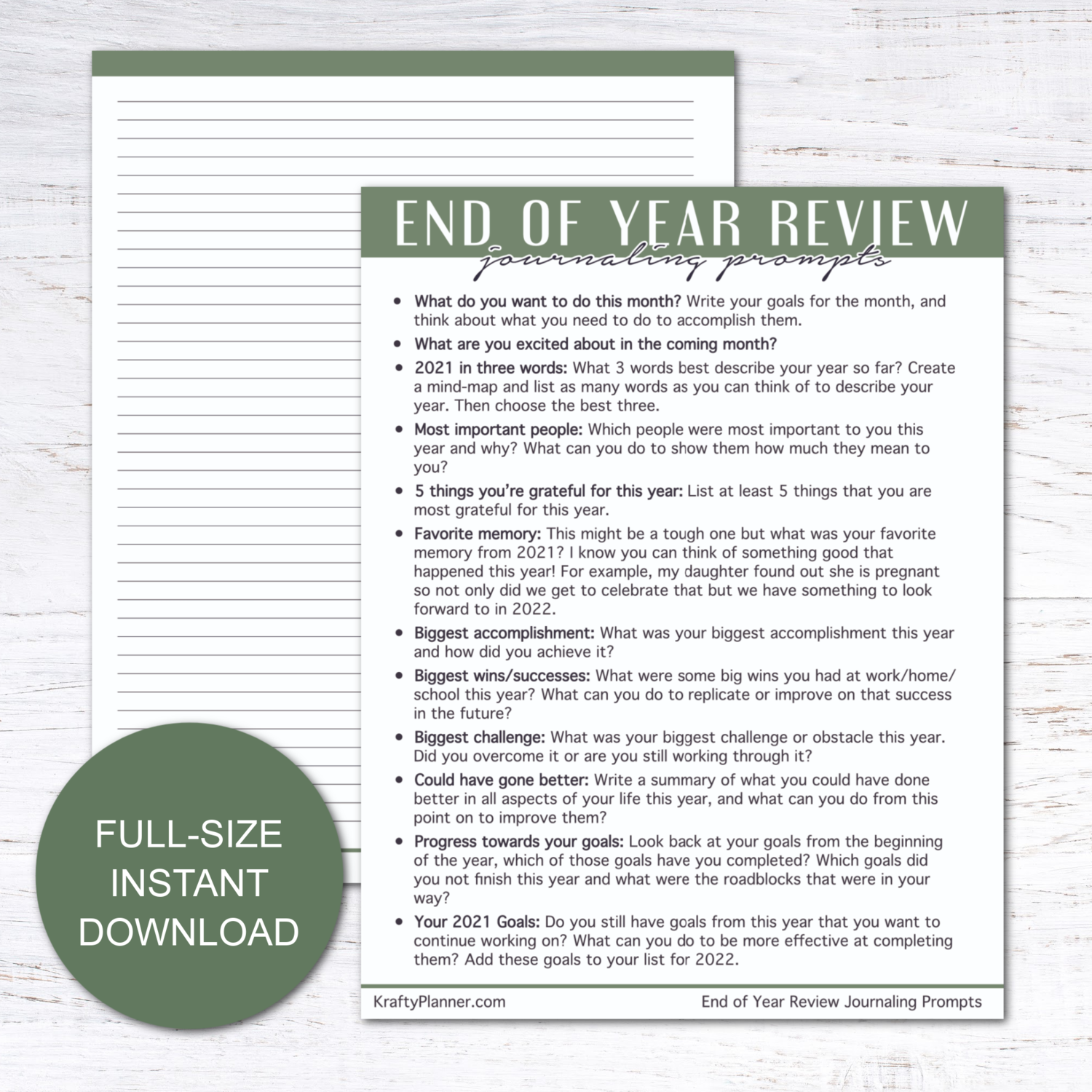 End of Year Review Prompts
