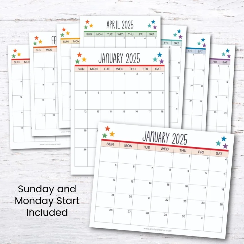 2025 Calendars - Color - All 4 options