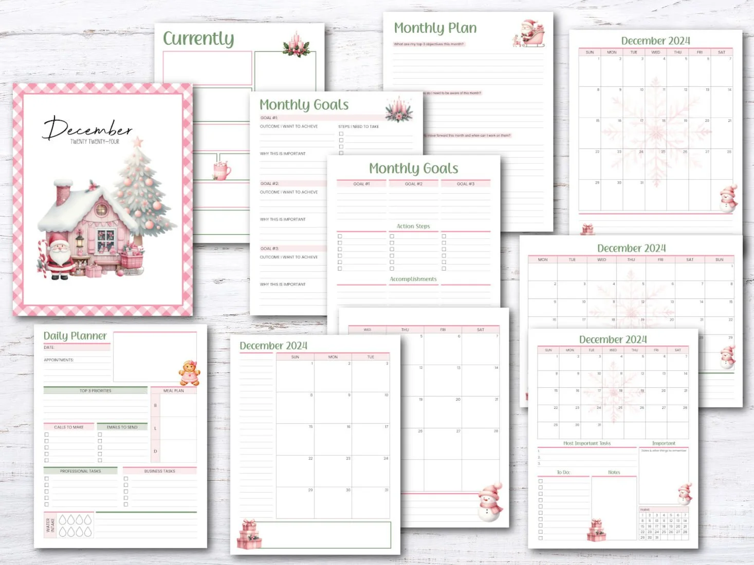 December 2024 Planners Pink Christmas Vibes — Krafty Planner