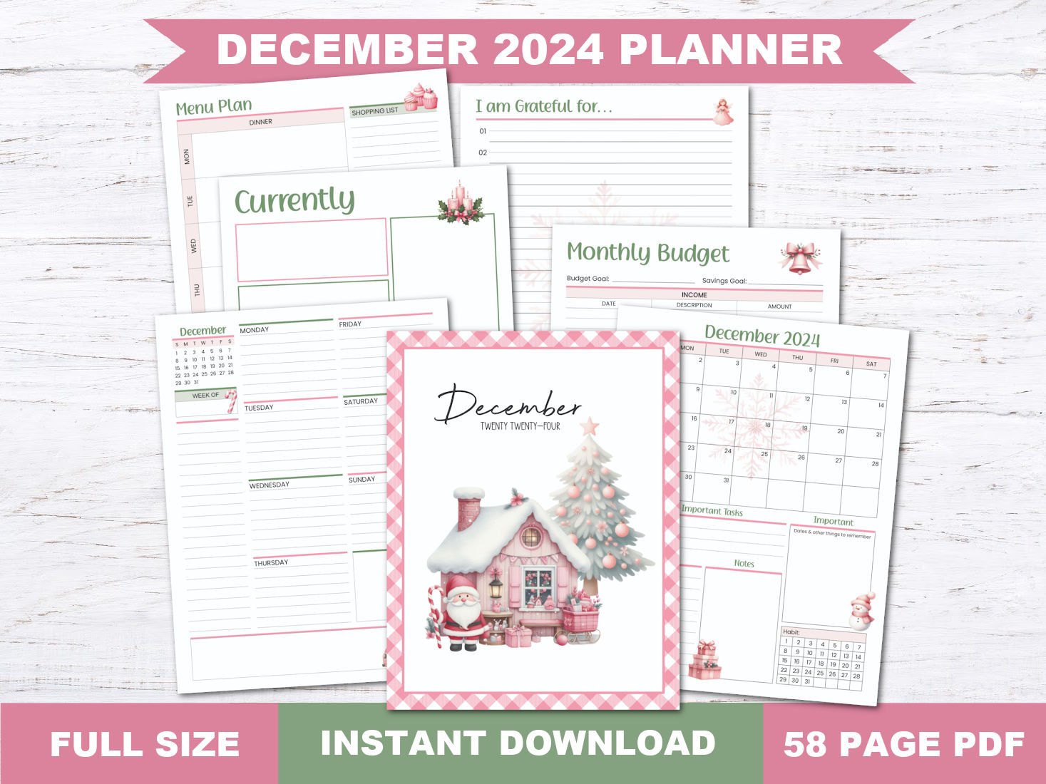 December 2024 Planners Pink Christmas Vibes — Krafty Planner