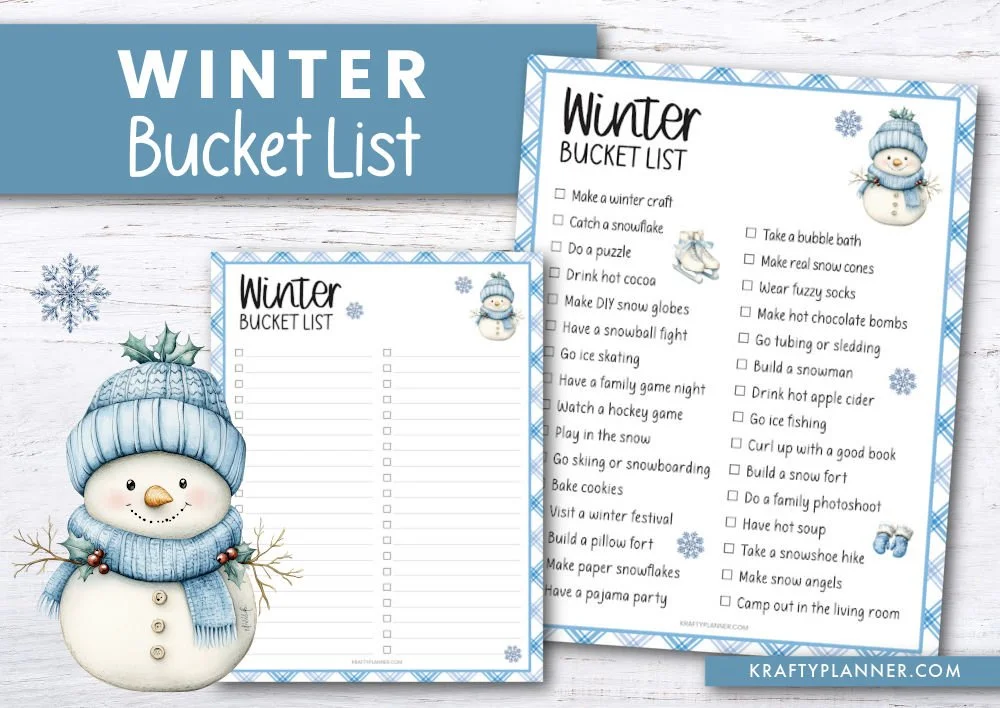 Winter Adventures Printable Bucket List — Krafty Planner