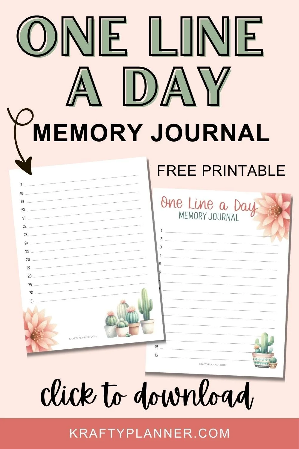 One Line a Day: Printable Memory Journal — Krafty Planner