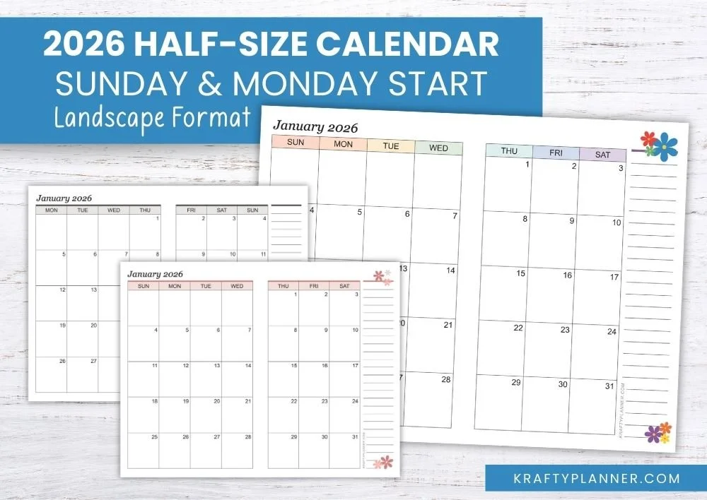 Free 2026 Calendar (Half-Page Version)–Reader Requested