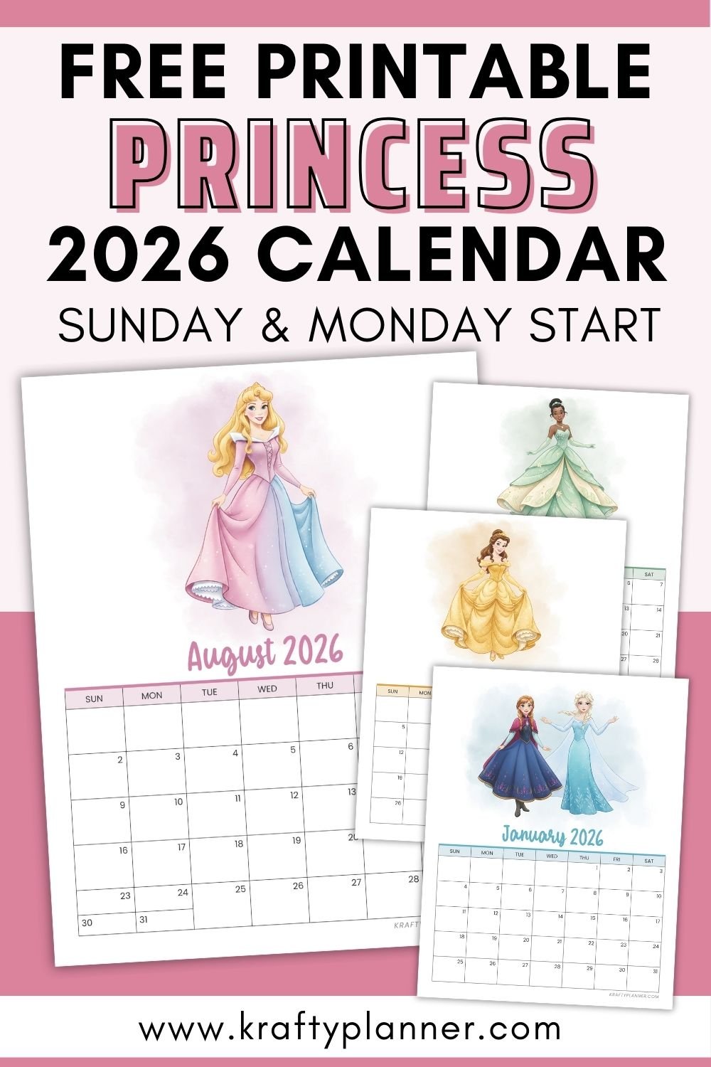 Free Printable Princess Themed 2026 Calendar 3.jpg