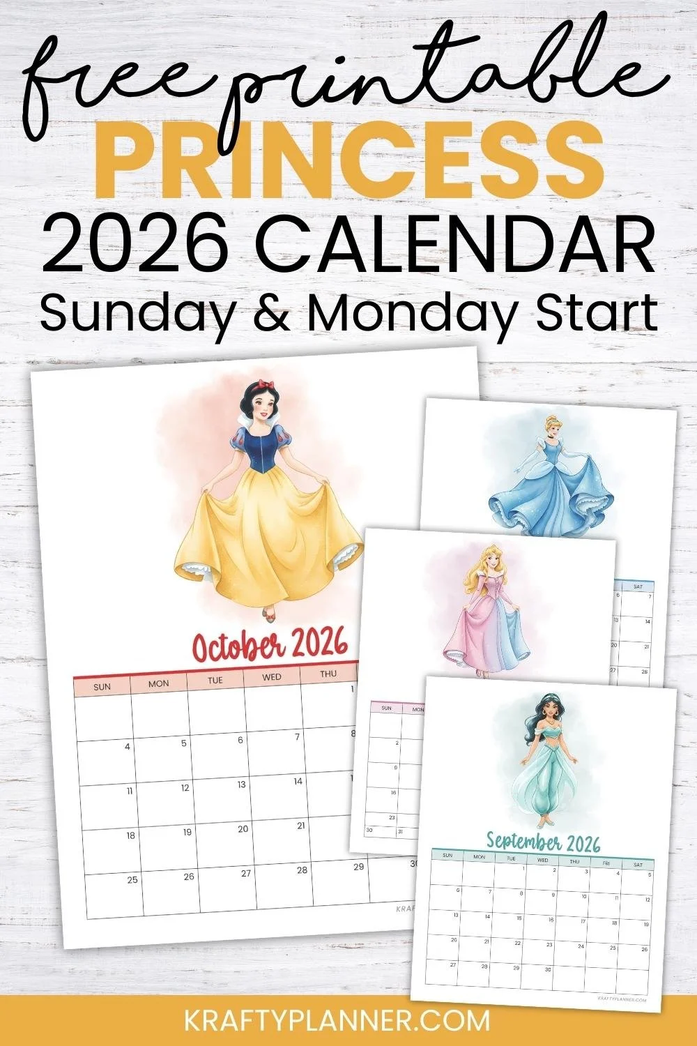 Free Printable Princess Themed 2026 Calendar 4.jpg