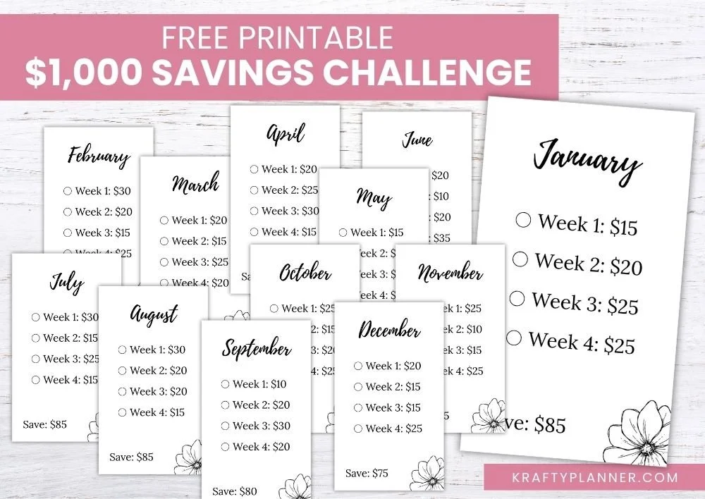 Reader Requested Week: $1,000 Savings Challenge Printable