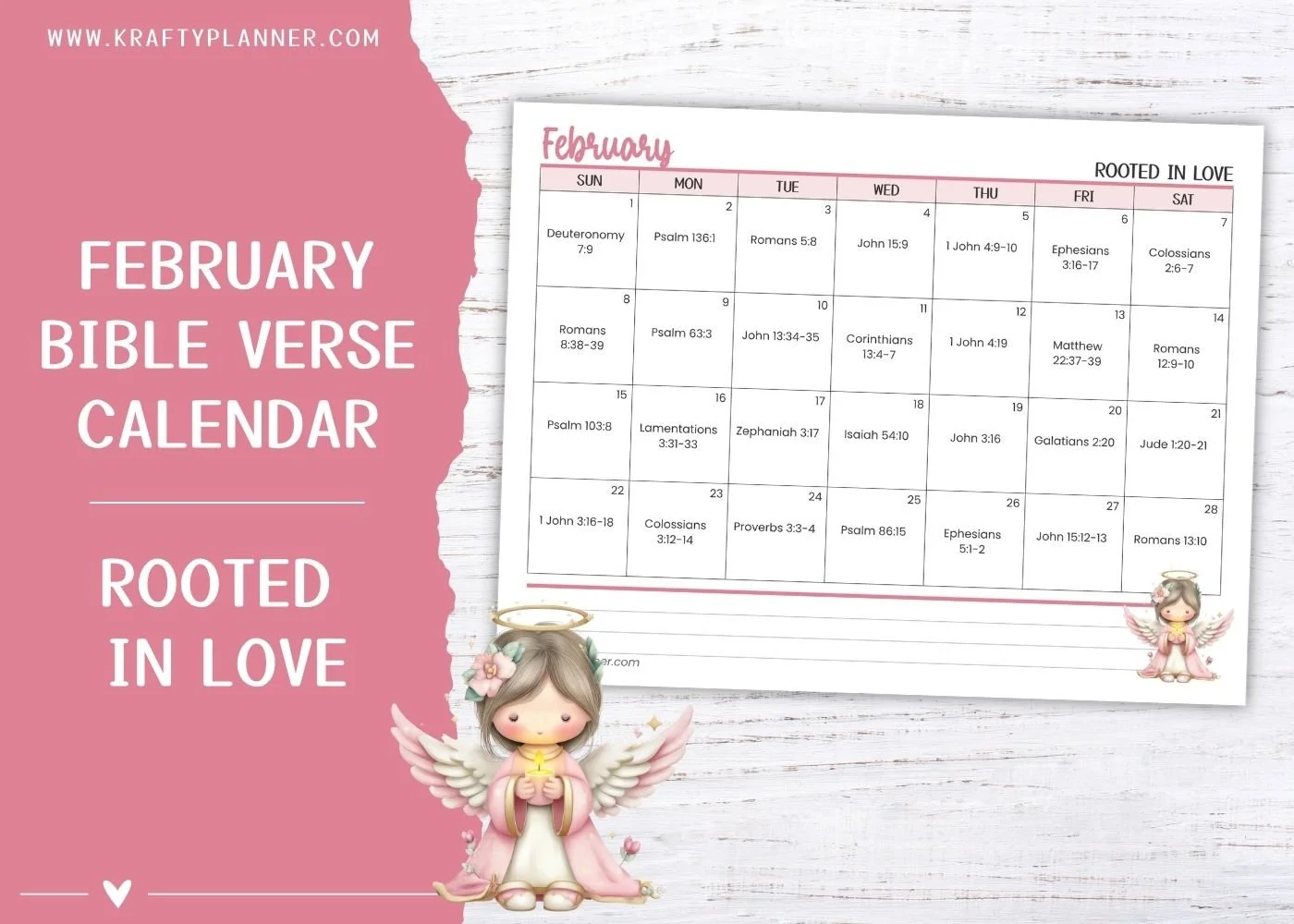 February Bible Verse Printable Calendar: Rooted in Love